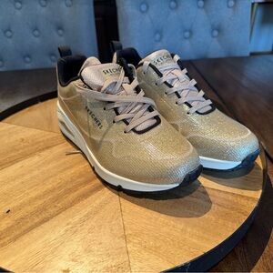 Skechers Glittery Gold and Black Sneakers